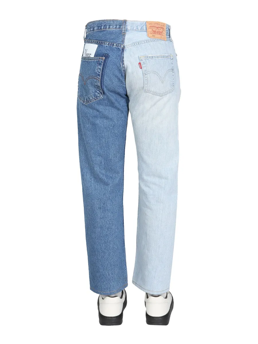 1/OFF Delave Effect Two-Tone Denim Jeans