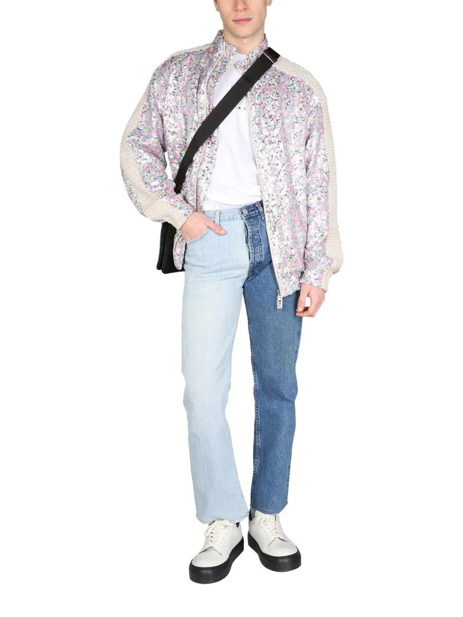 1/OFF Delave Effect Two-Tone Denim Jeans