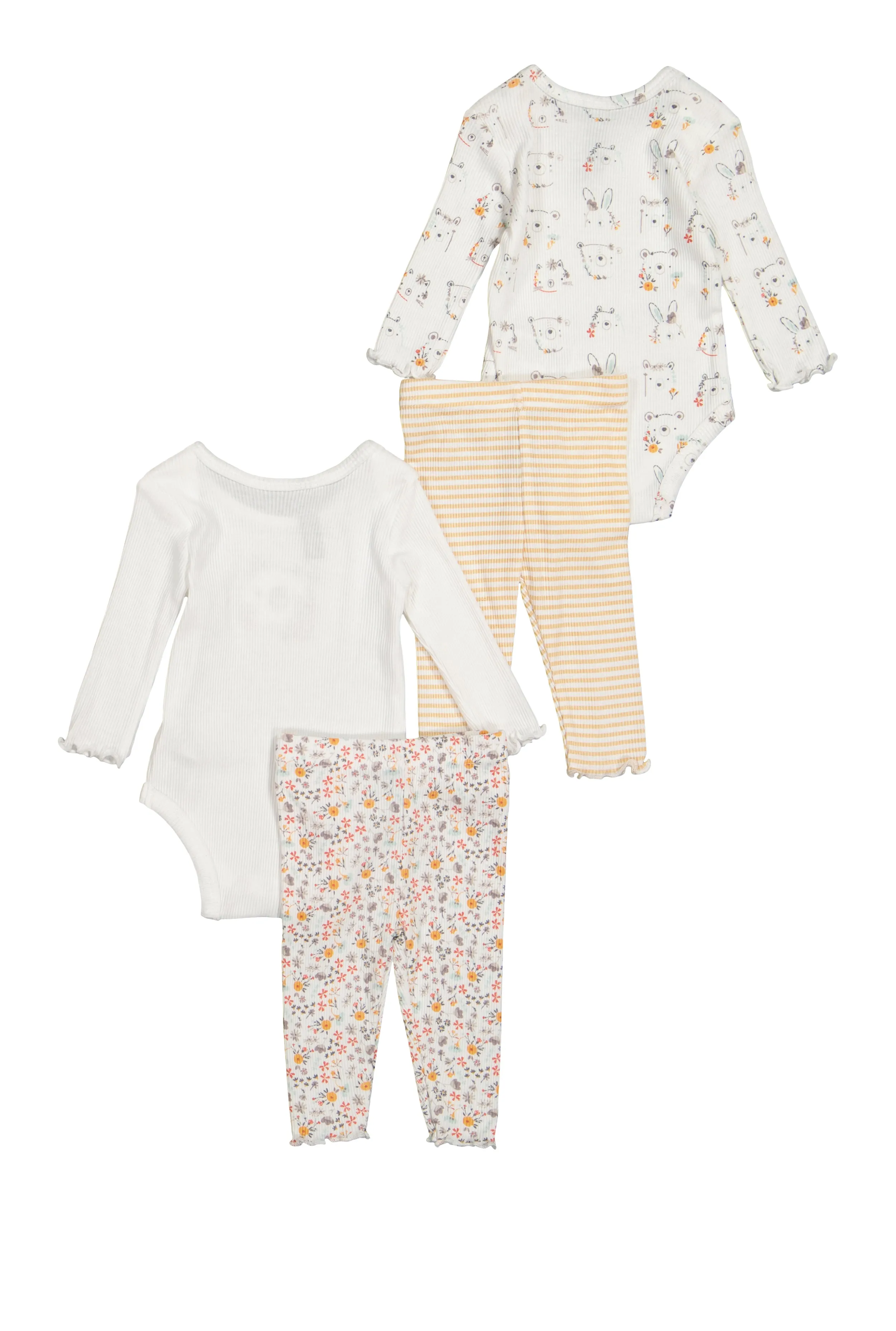 Baby Girls 0-9M Floral Bear Bodysuits and Leggings Set