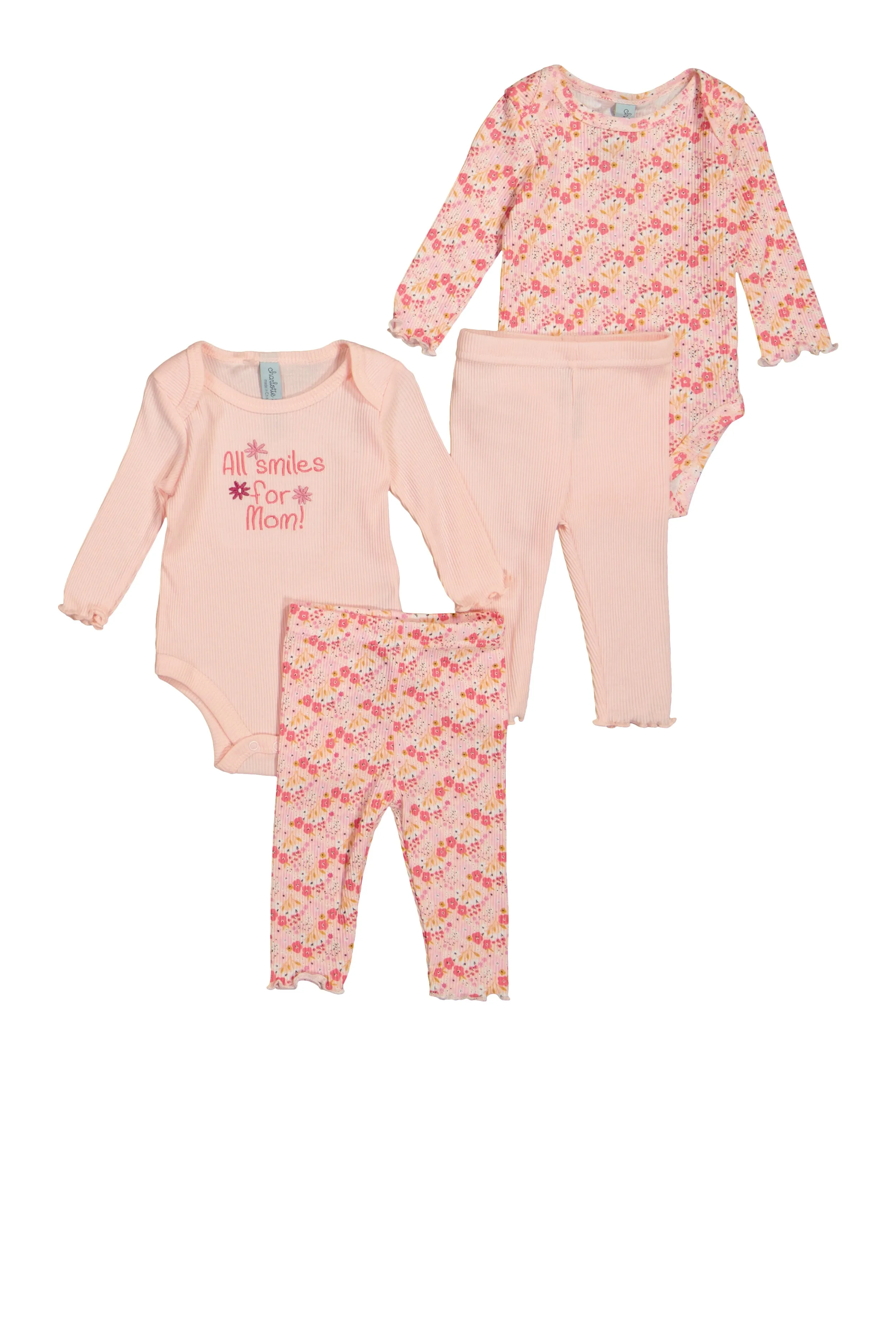 Baby Girls 0-9M Floral Graphic Bodysuits and Leggings Set