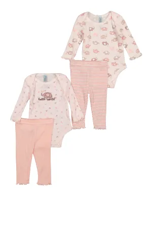 Baby Girls 0-9M Hello World Bodysuits and Leggings