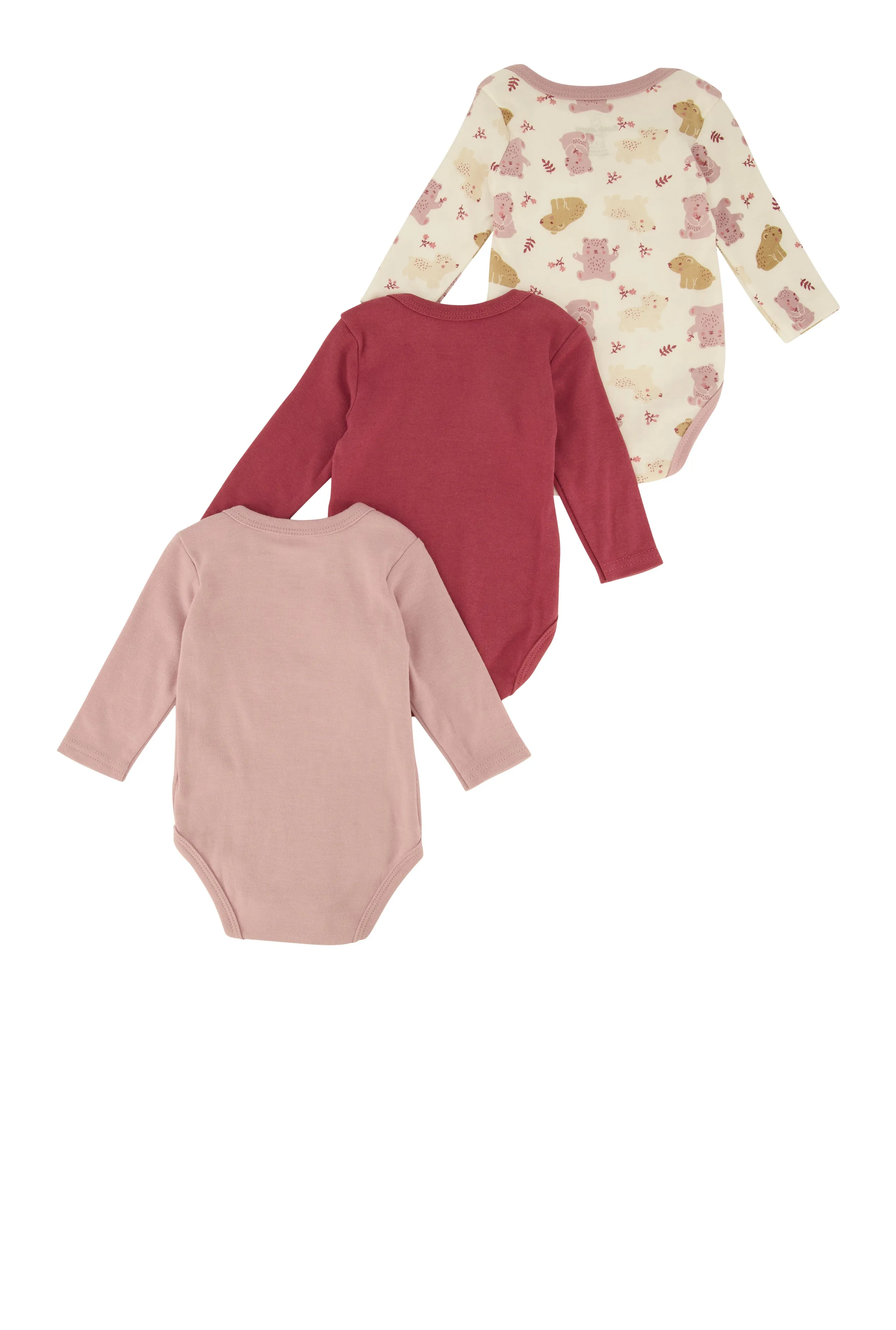 Baby Girls 0-9M Love Bear Graphic Bodysuits 3 Pack