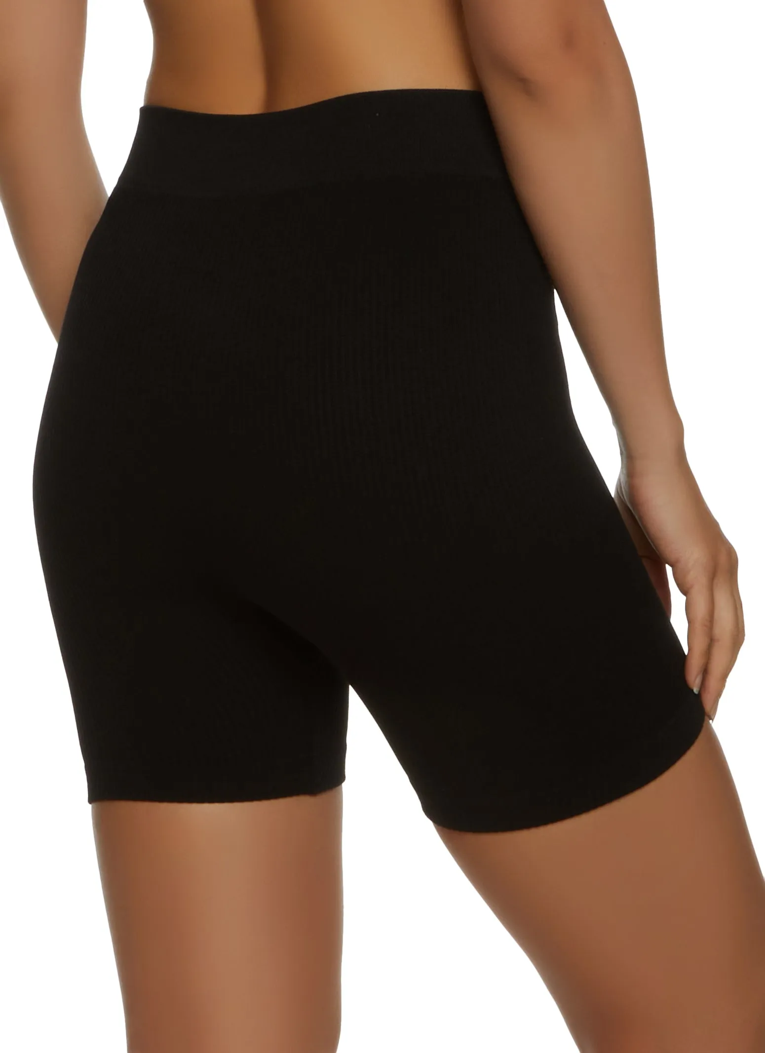Basic Ribbed High Waisted Biker Shorts