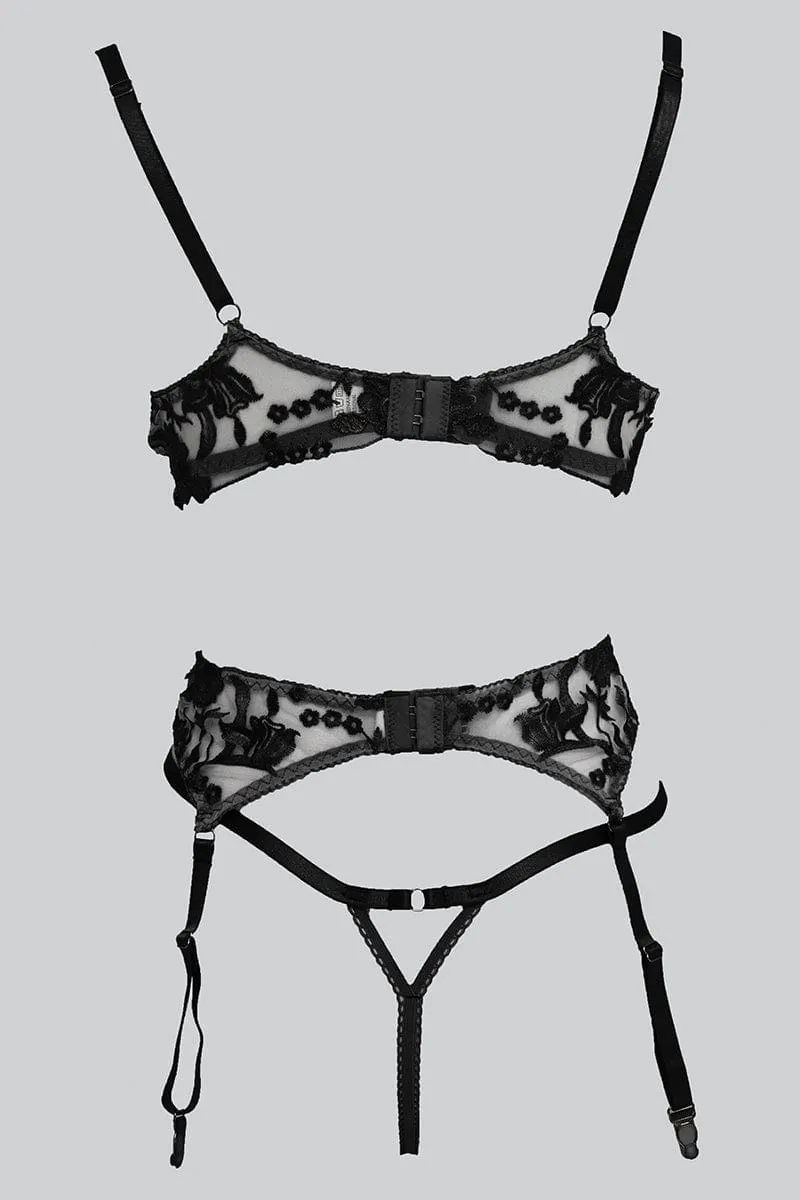 Black Embroidery Lingerie Set