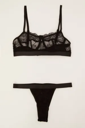 Black Lace Underwire Lingerie Set
