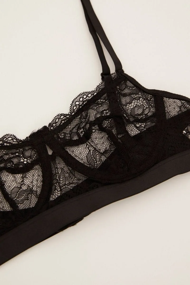Black Lace Underwire Lingerie Set