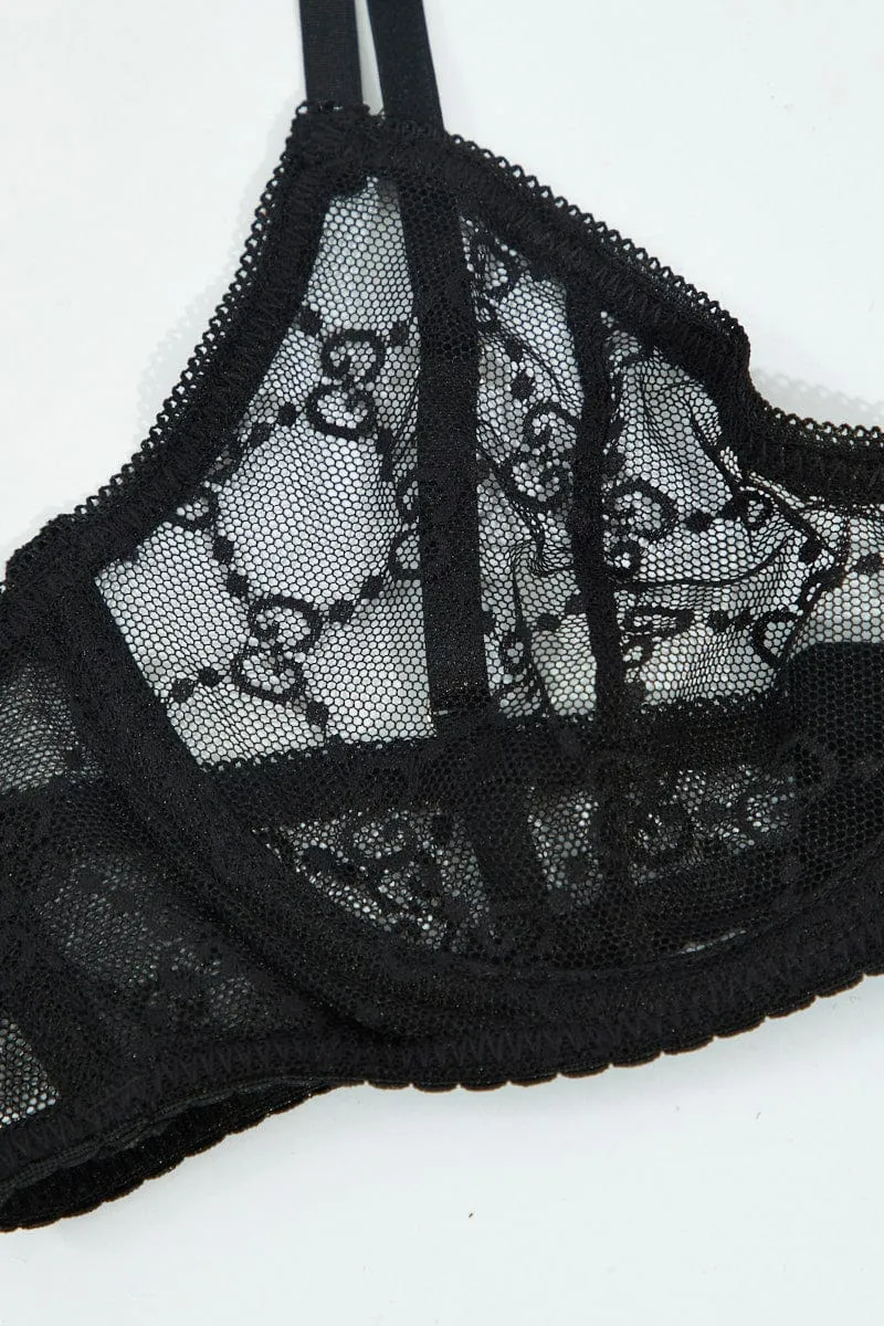 Black Mesh Lingerie Set