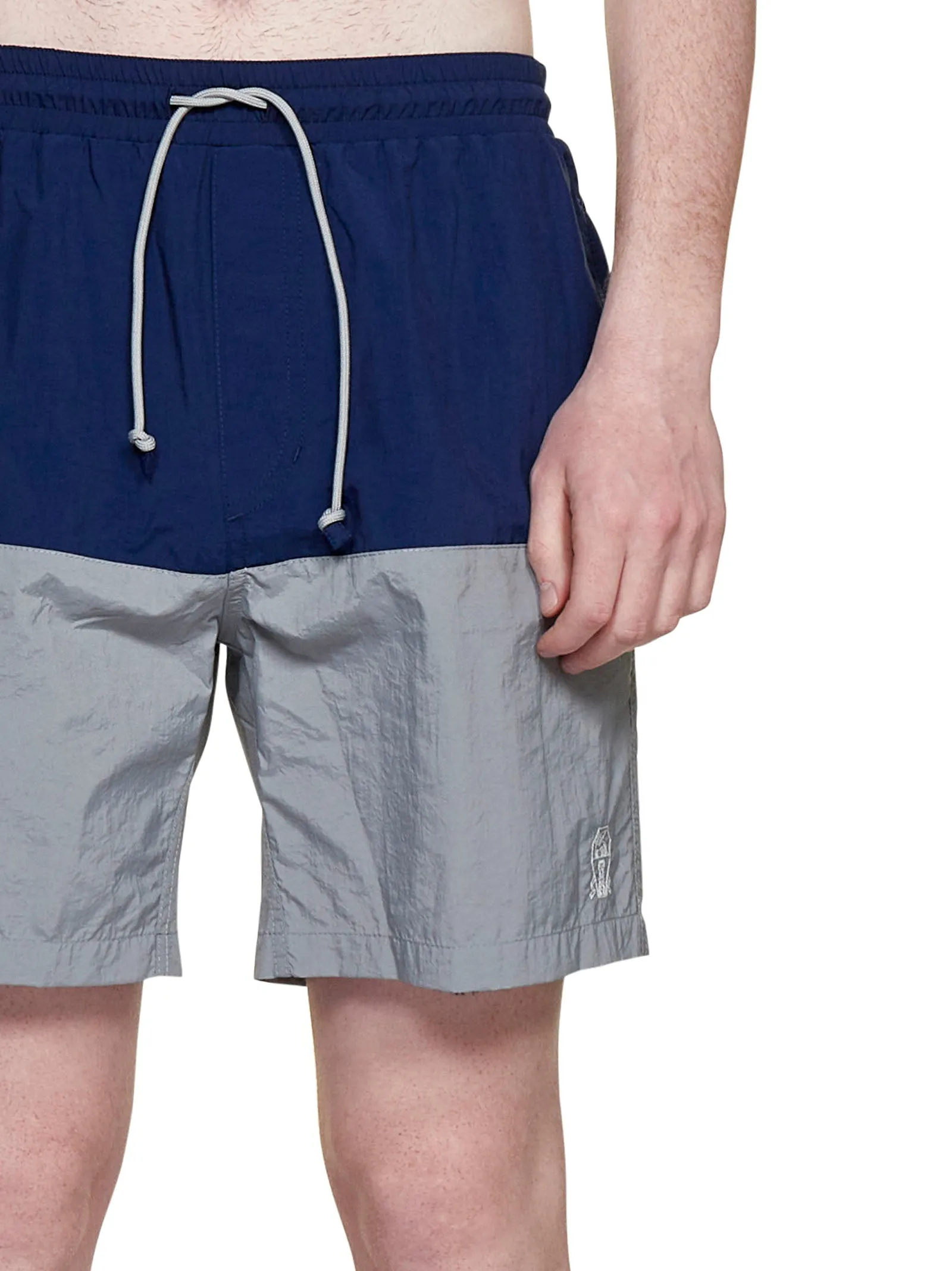Brunello Cucinelli Two-Tone Logo Swim Trunks