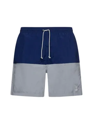 Brunello Cucinelli Two-Tone Logo Swim Trunks
