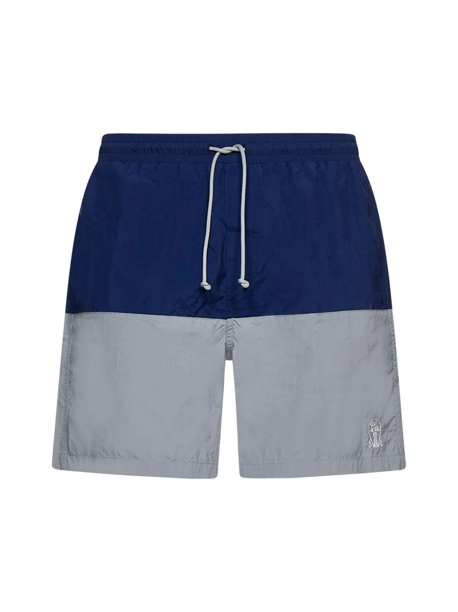 Brunello Cucinelli Two-Tone Logo Swim Trunks