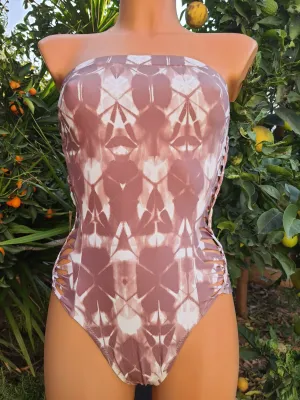 Clearance - Printed Tie Dye One Piece Strapless Swimsuit For Women (Lycra Fabric)