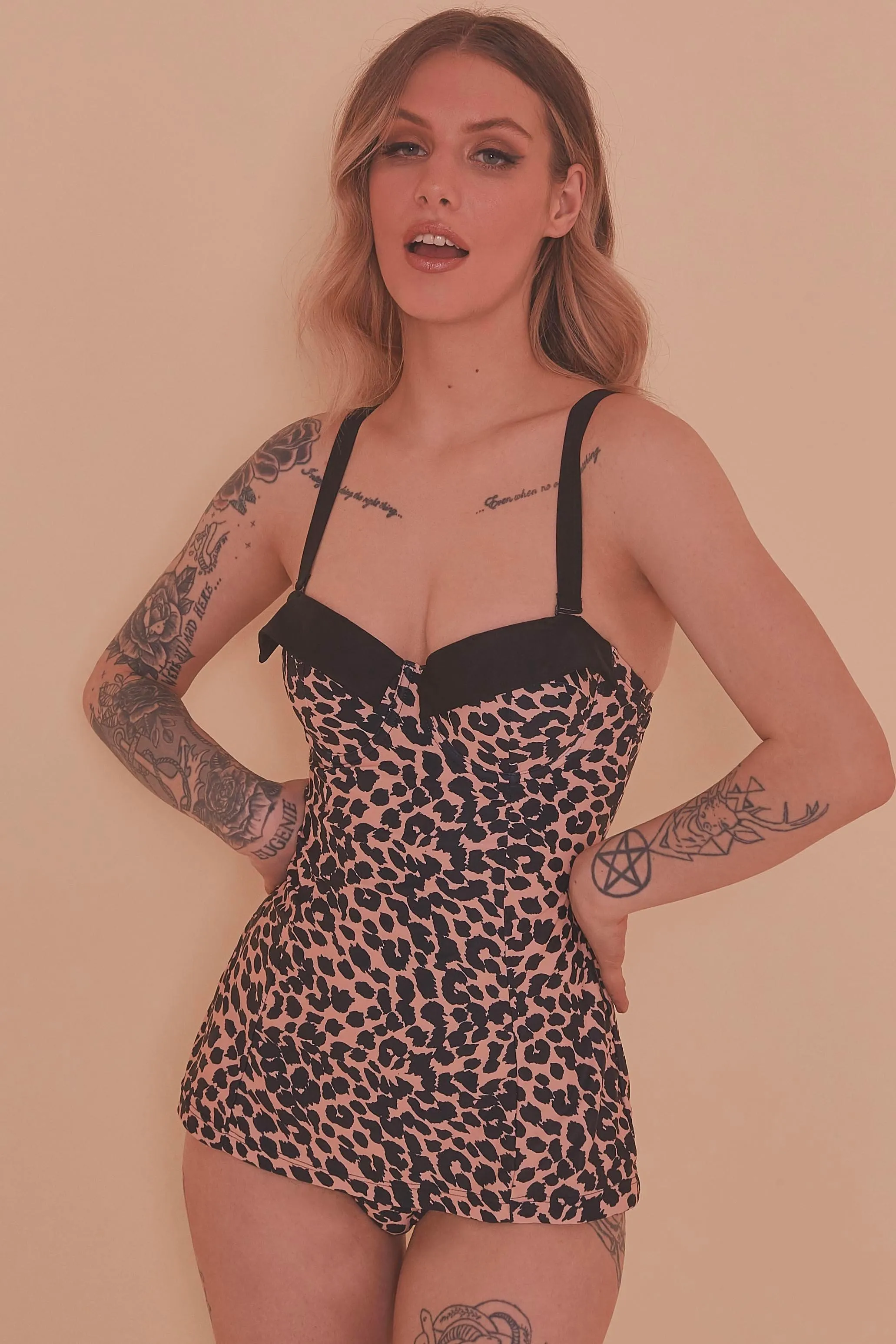 Collectif Leopard Skirted swimsuit