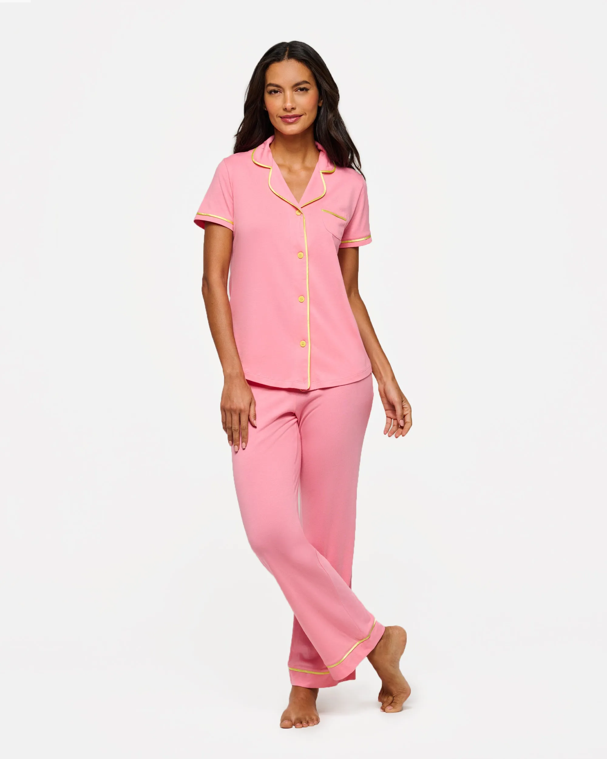 Conjunto De Pijama Con Camisa De Manga Corta Y Pantalones