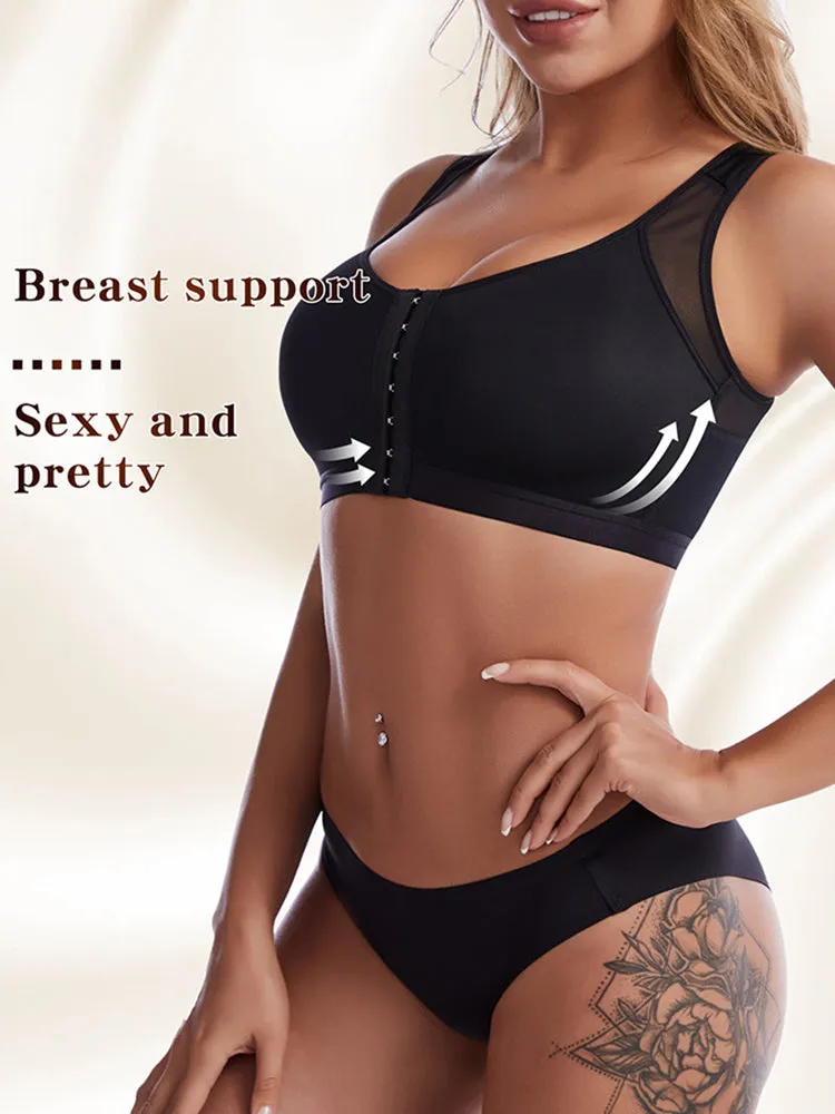 Front Closure Sports/ Yoga Bra with Adjustable Shoulder Straps