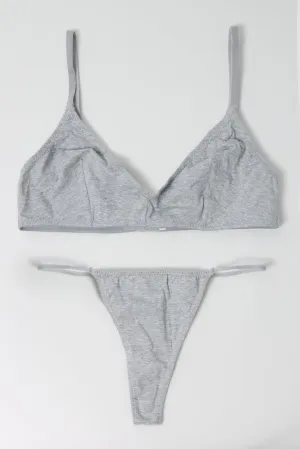Grey Bralet and Thong Lingerie Set