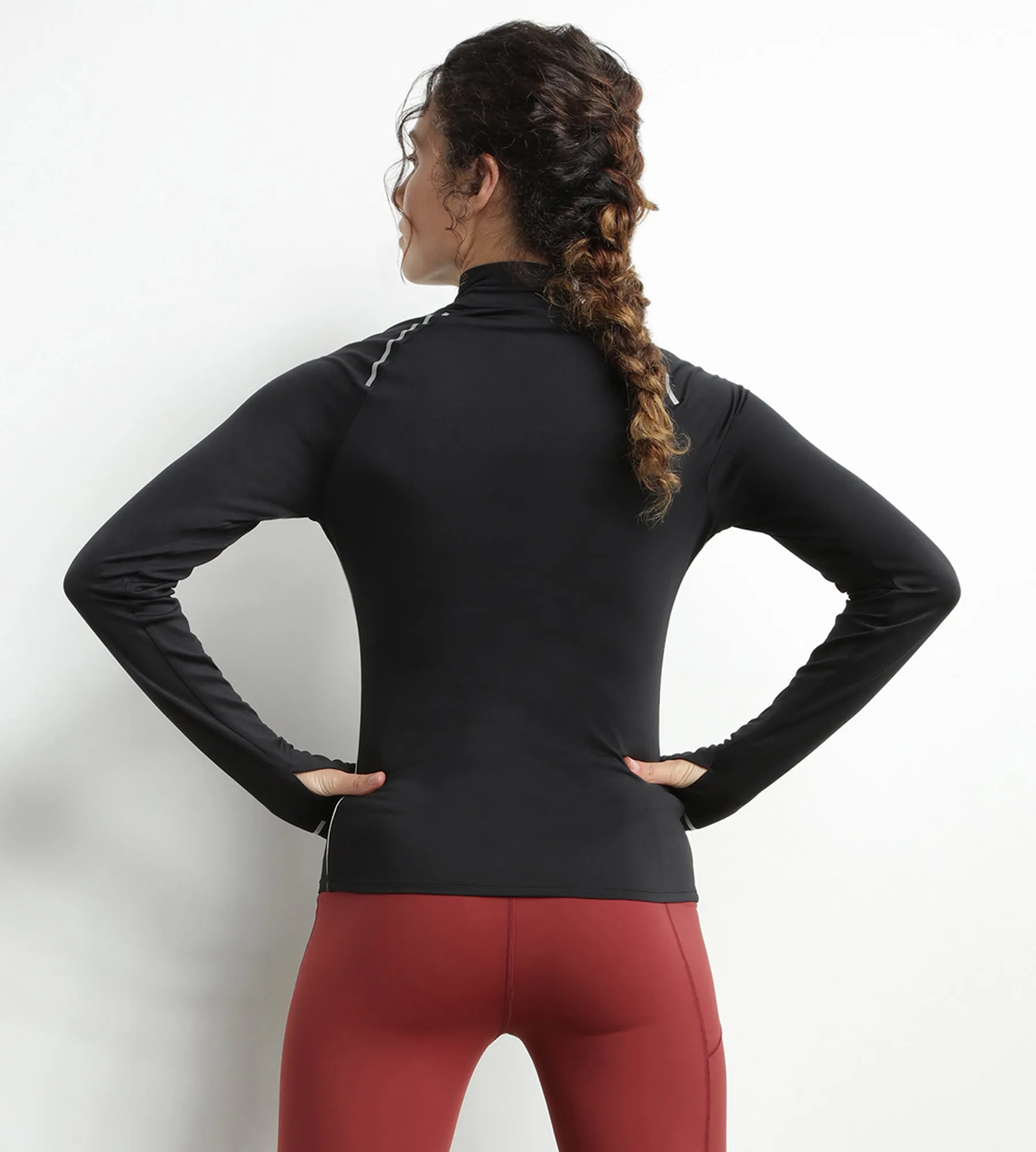 Haut de sport femme à col montant en microfibre noire Dim Move