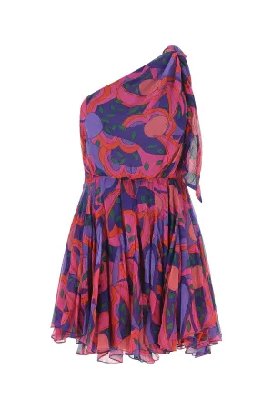 Isabel Marant One-Shoulder Graphic Printed Mini Dress