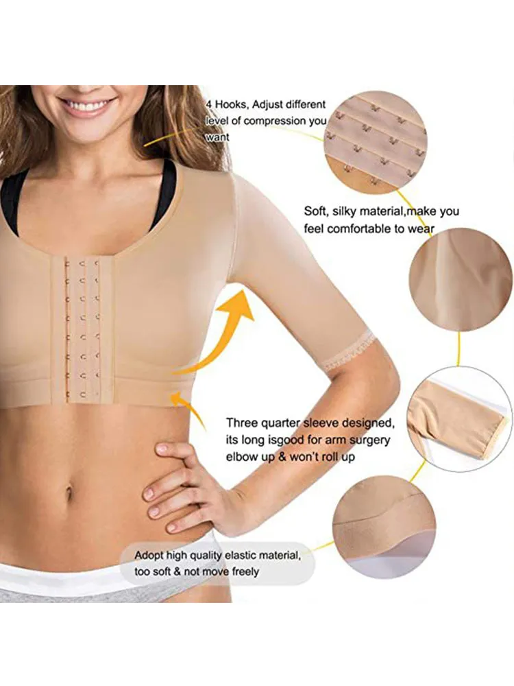 Middle sleeves Front Closure Arm Shaper Yoga Slim Fit Tank Top