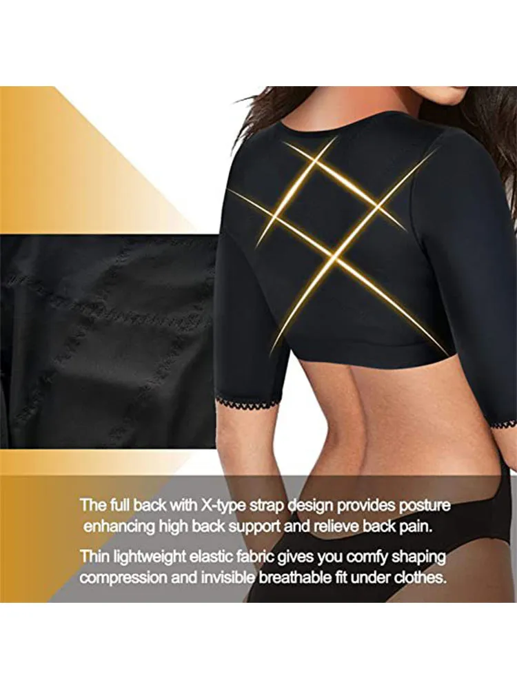 Middle sleeves Front Closure Arm Shaper Yoga Slim Fit Tank Top
