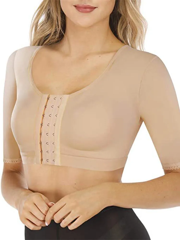 Middle sleeves Front Closure Arm Shaper Yoga Slim Fit Tank Top