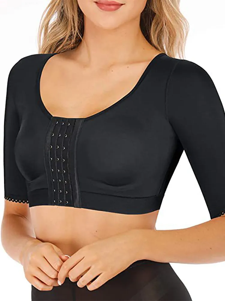 Middle sleeves Front Closure Arm Shaper Yoga Slim Fit Tank Top