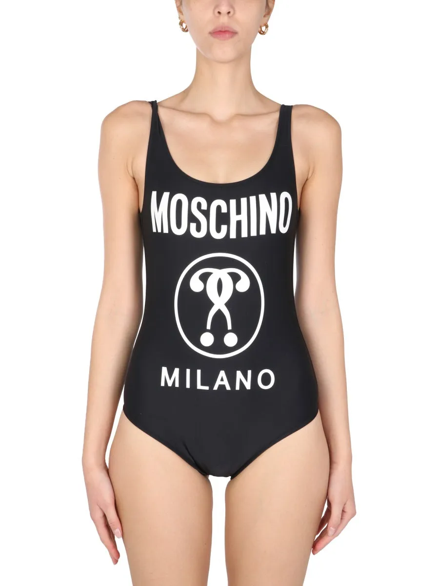Moschino Logo Print One Piece Swimsuit