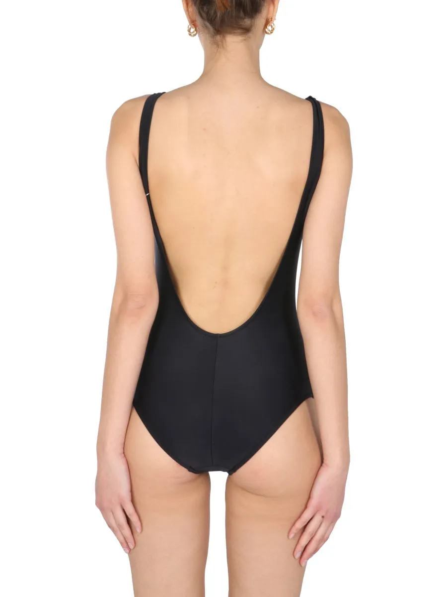 Moschino Logo Print One Piece Swimsuit