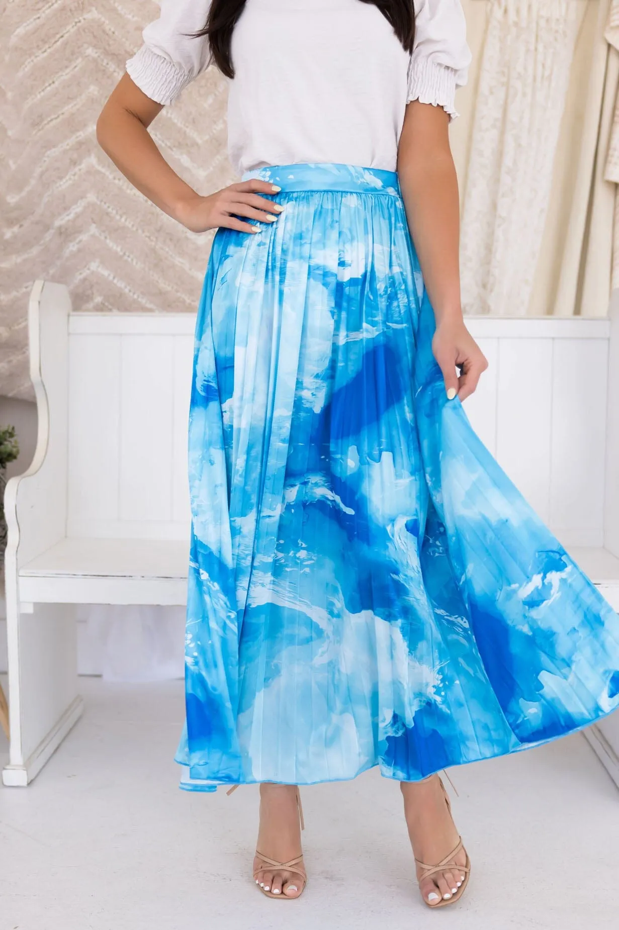 Ocean Waves Pleat Skirt
