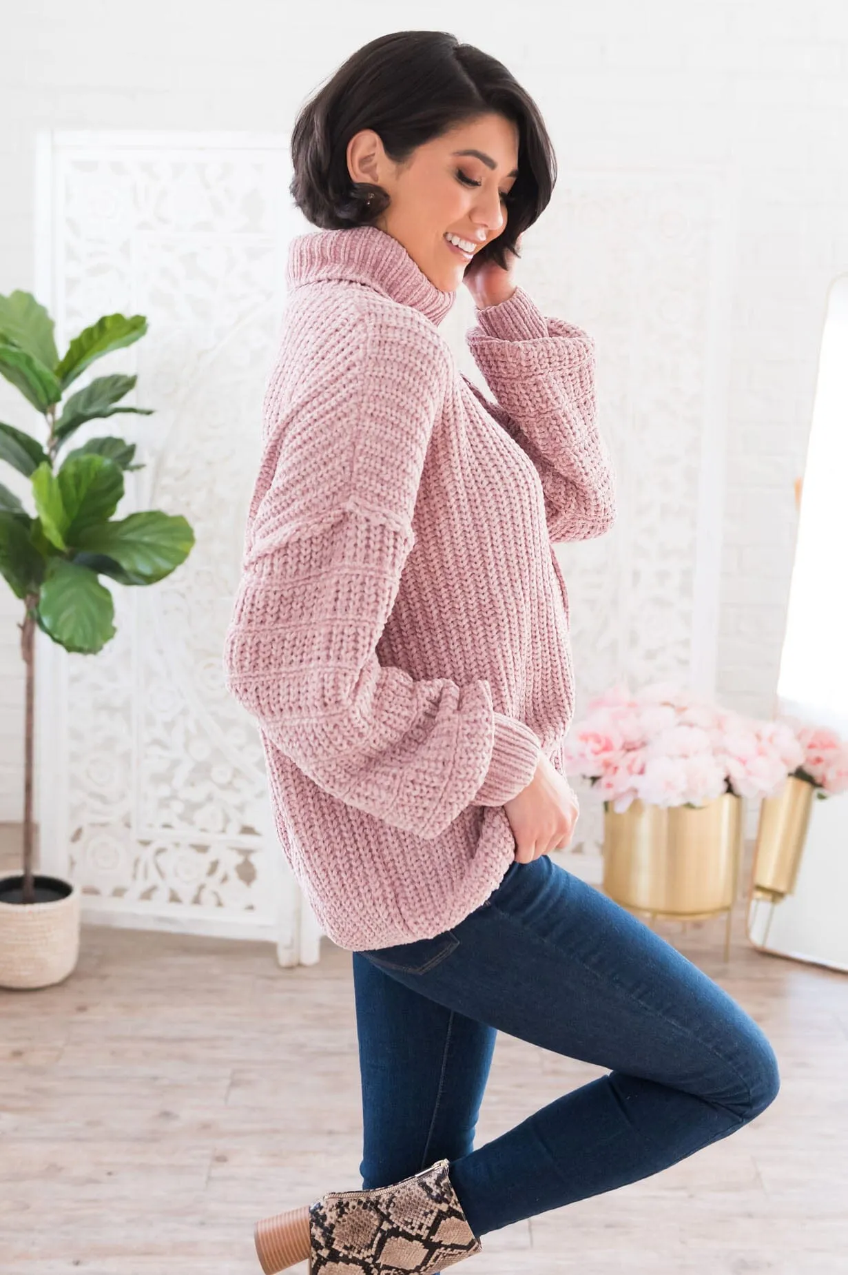Oh So Cherished Modest Chenille Sweater