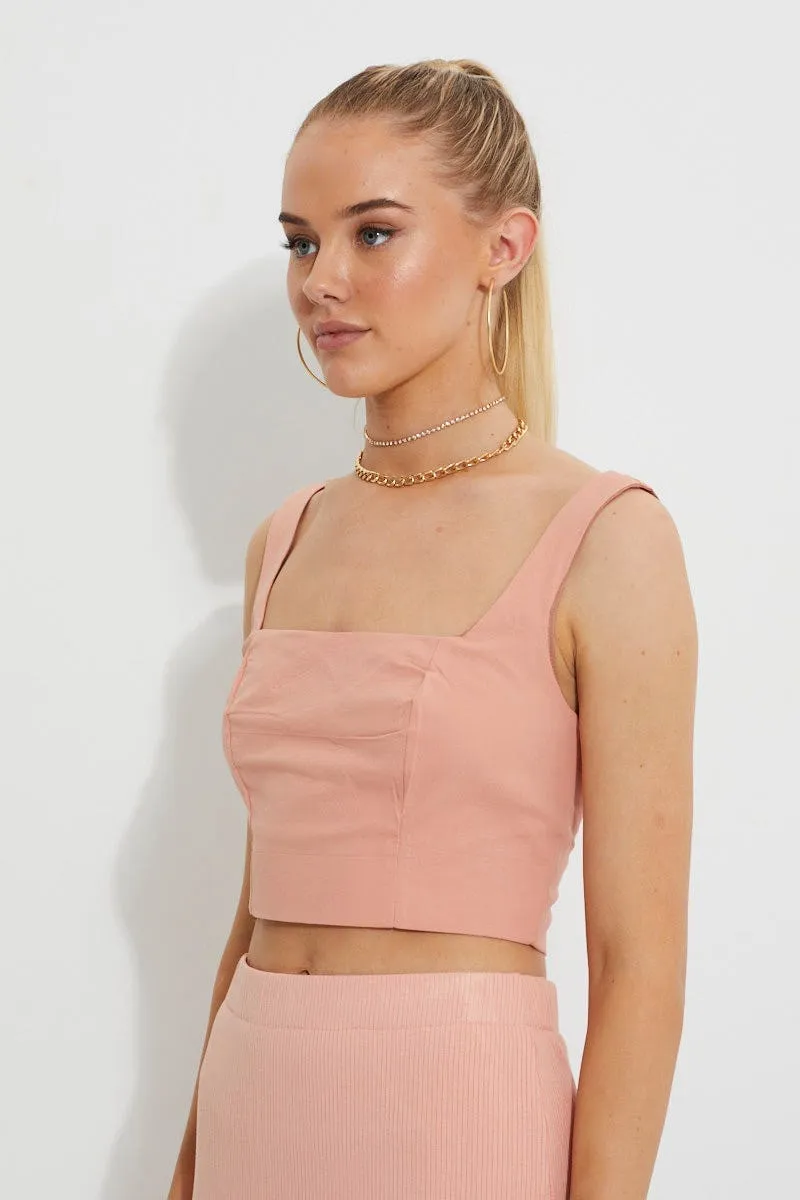 Orange Designer Structured Crop Top