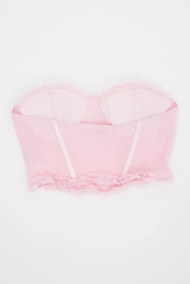 Pink Mesh Corset Top Lingerie