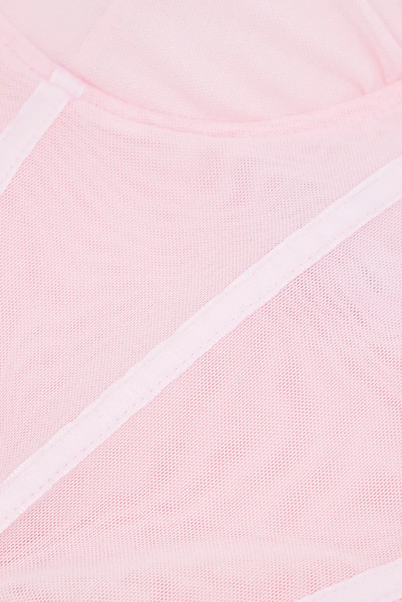 Pink Mesh Corset Top Lingerie