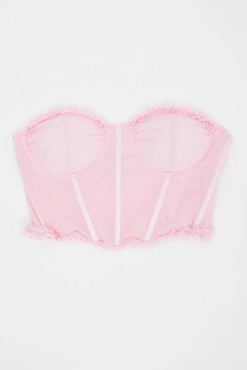 Pink Mesh Corset Top Lingerie