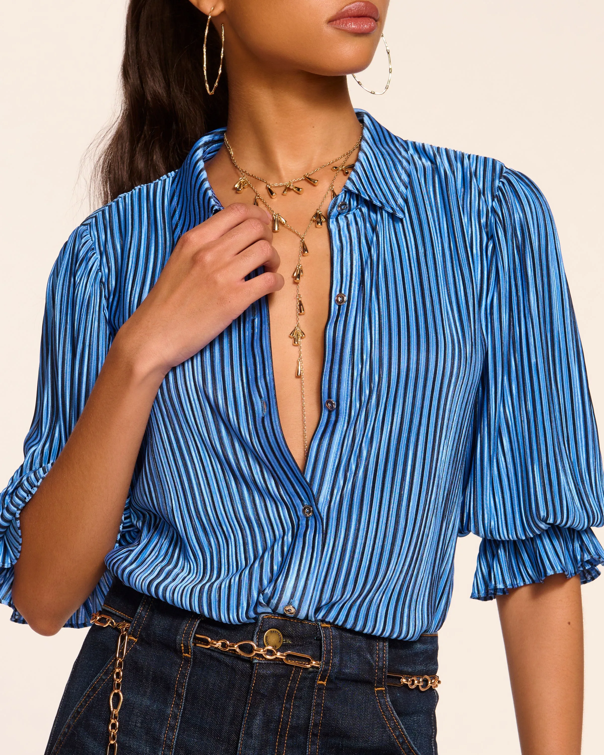 Pleated Dina Short Sleeve Bodysuit
