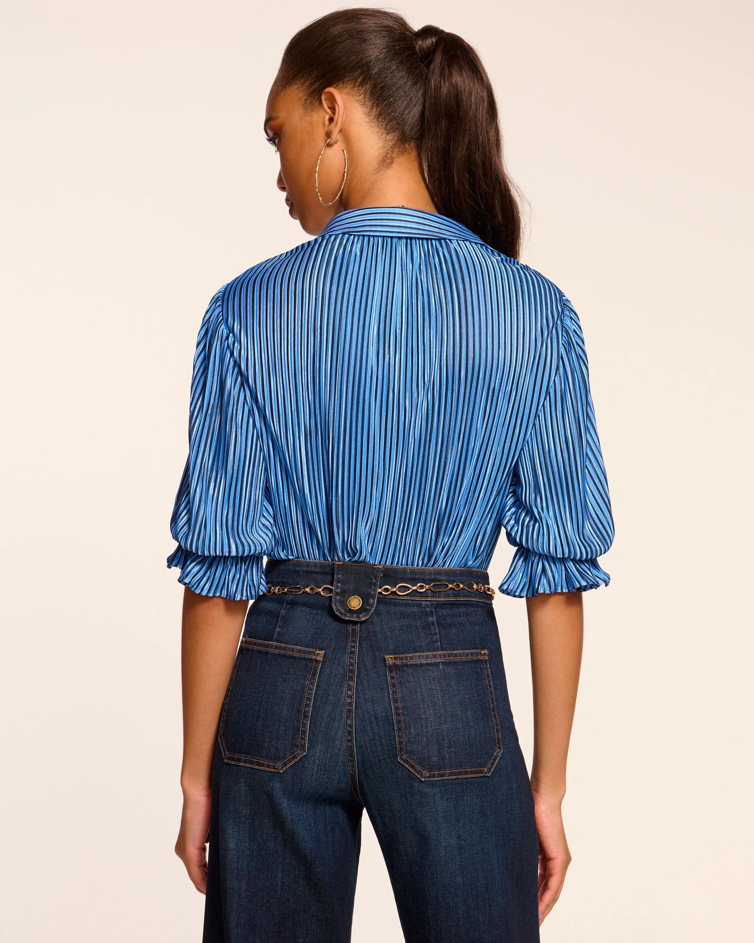 Pleated Dina Short Sleeve Bodysuit