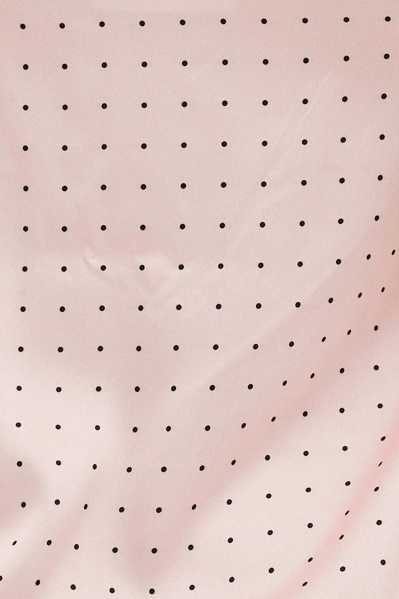 Polka Dot Satin Slip Sleeveless V-Neck Nightgown