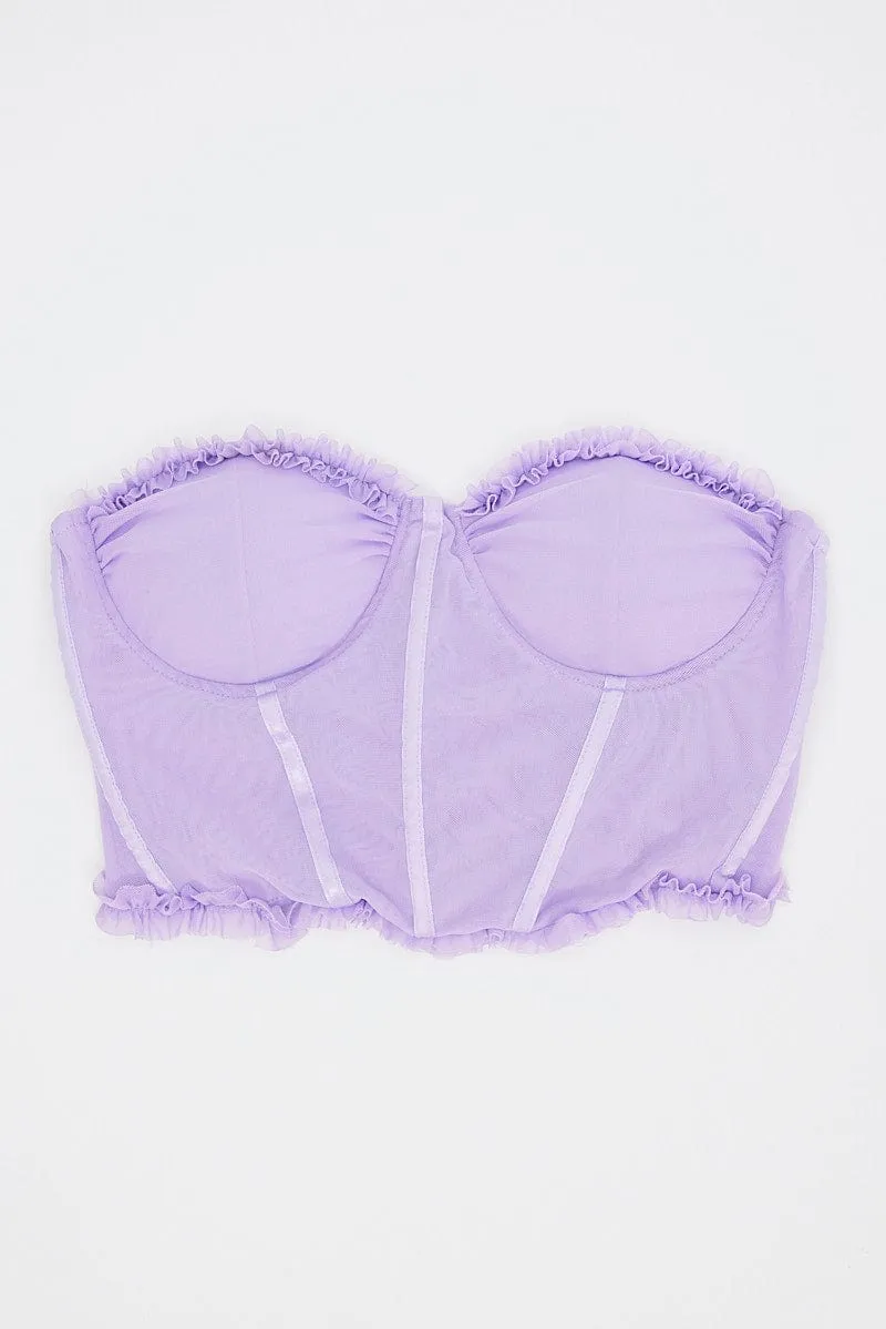 Purple Mesh Corset Top Lingerie