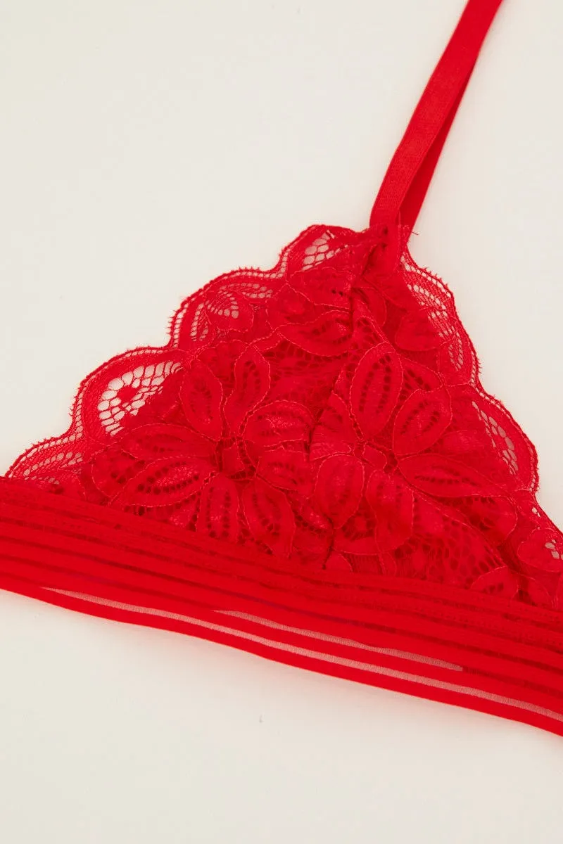 Red Lace Lingerie Set