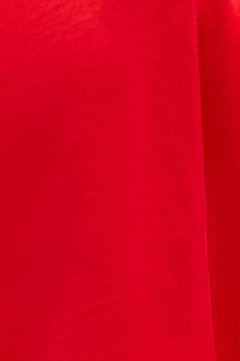 Red Satin Slip Sleeveless V-Neck Nightgown