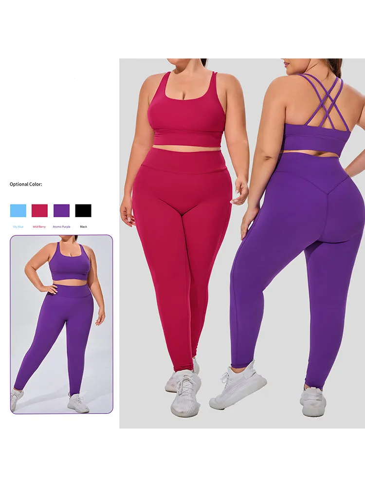 Seamless High Elastic Breathable Sports Bra and Leggings Two-Piece Fitness Set