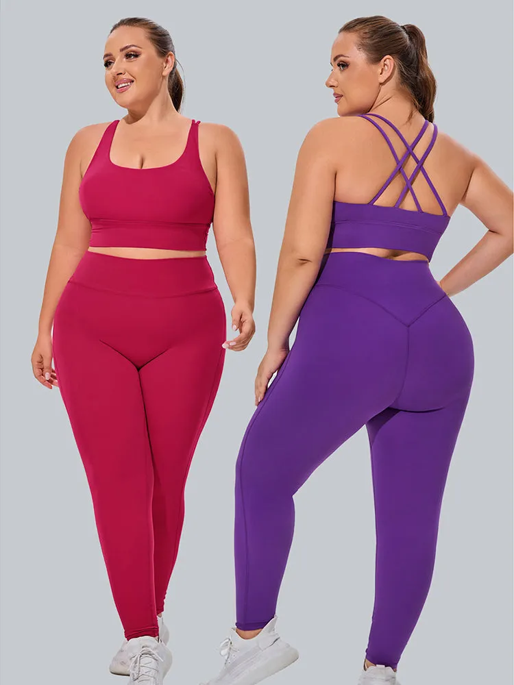 Seamless High Elastic Breathable Sports Bra and Leggings Two-Piece Fitness Set