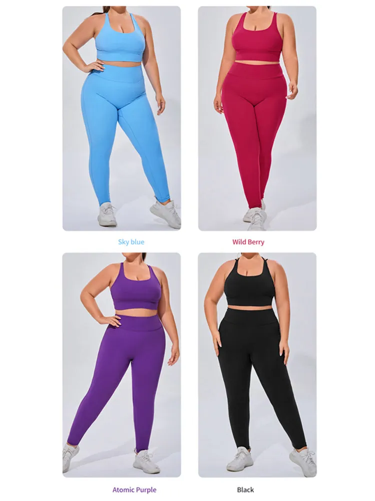 Seamless High Elastic Breathable Sports Bra and Leggings Two-Piece Fitness Set