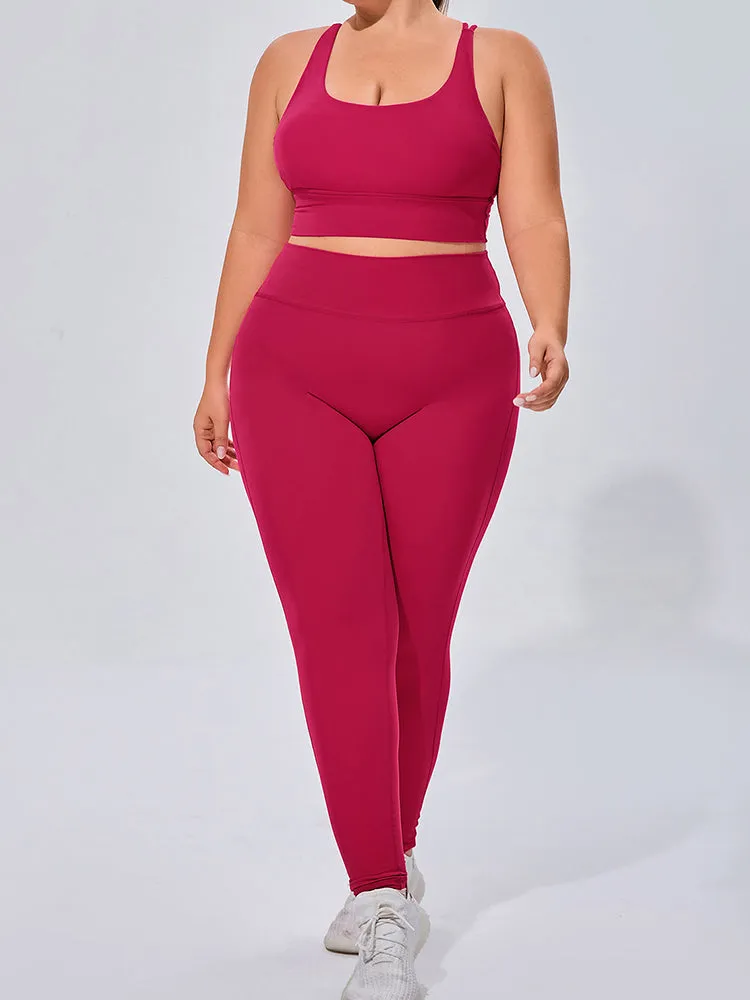 Seamless High Elastic Breathable Sports Bra and Leggings Two-Piece Fitness Set