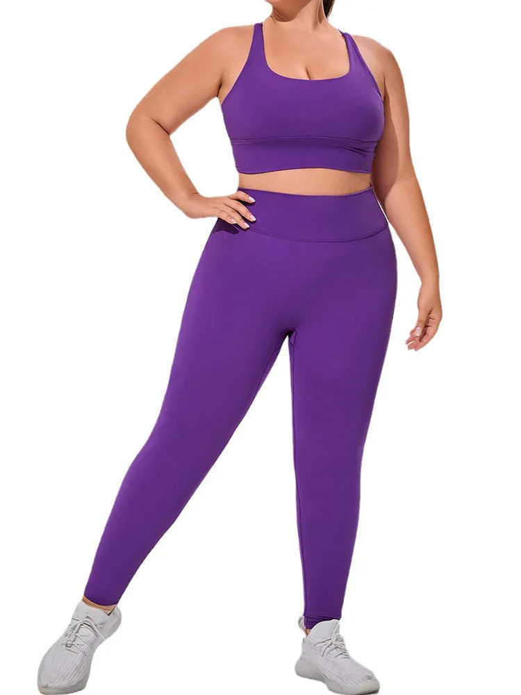 Seamless High Elastic Breathable Sports Bra and Leggings Two-Piece Fitness Set