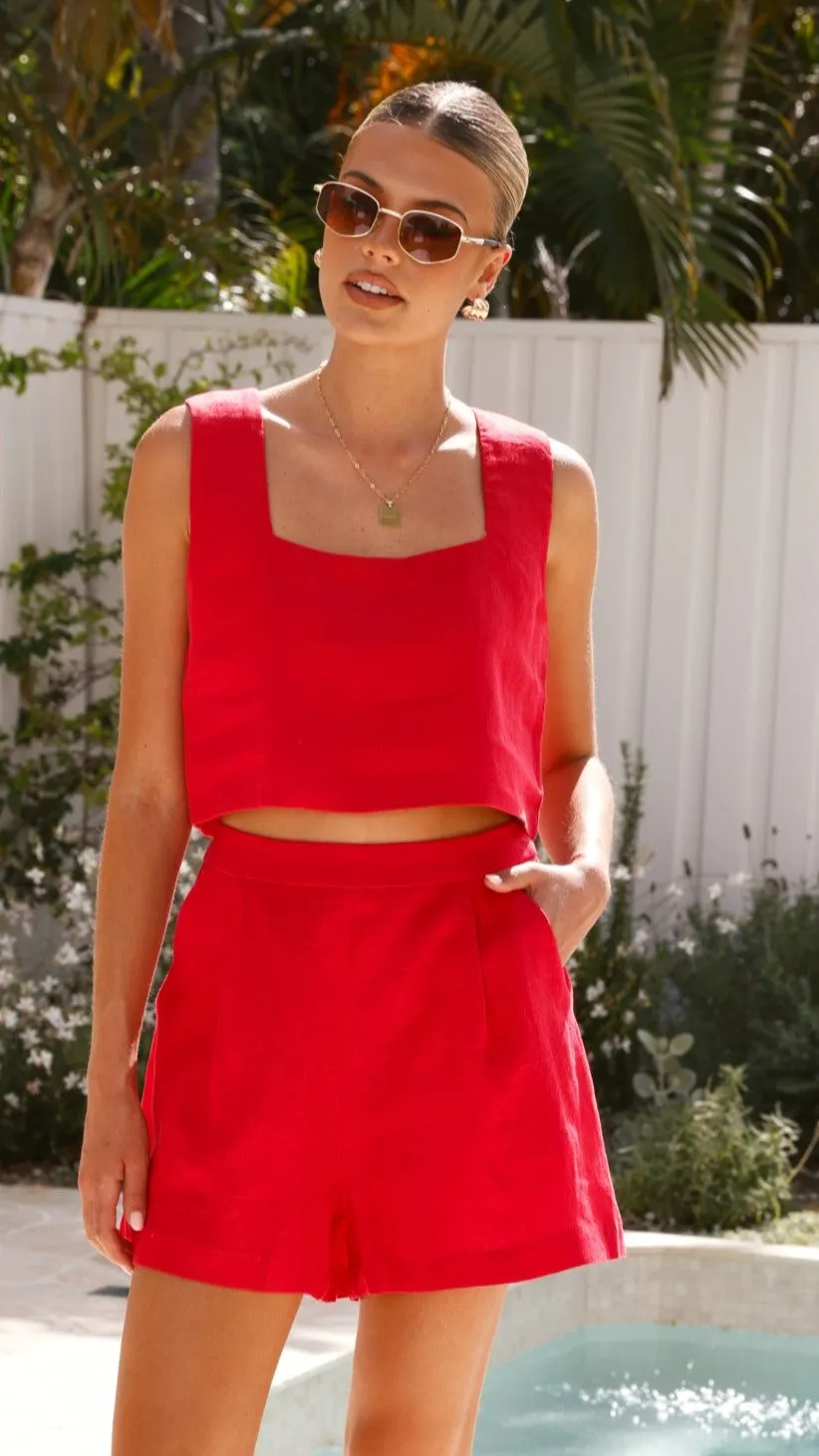 Tillie Crop Top - Ruby Red