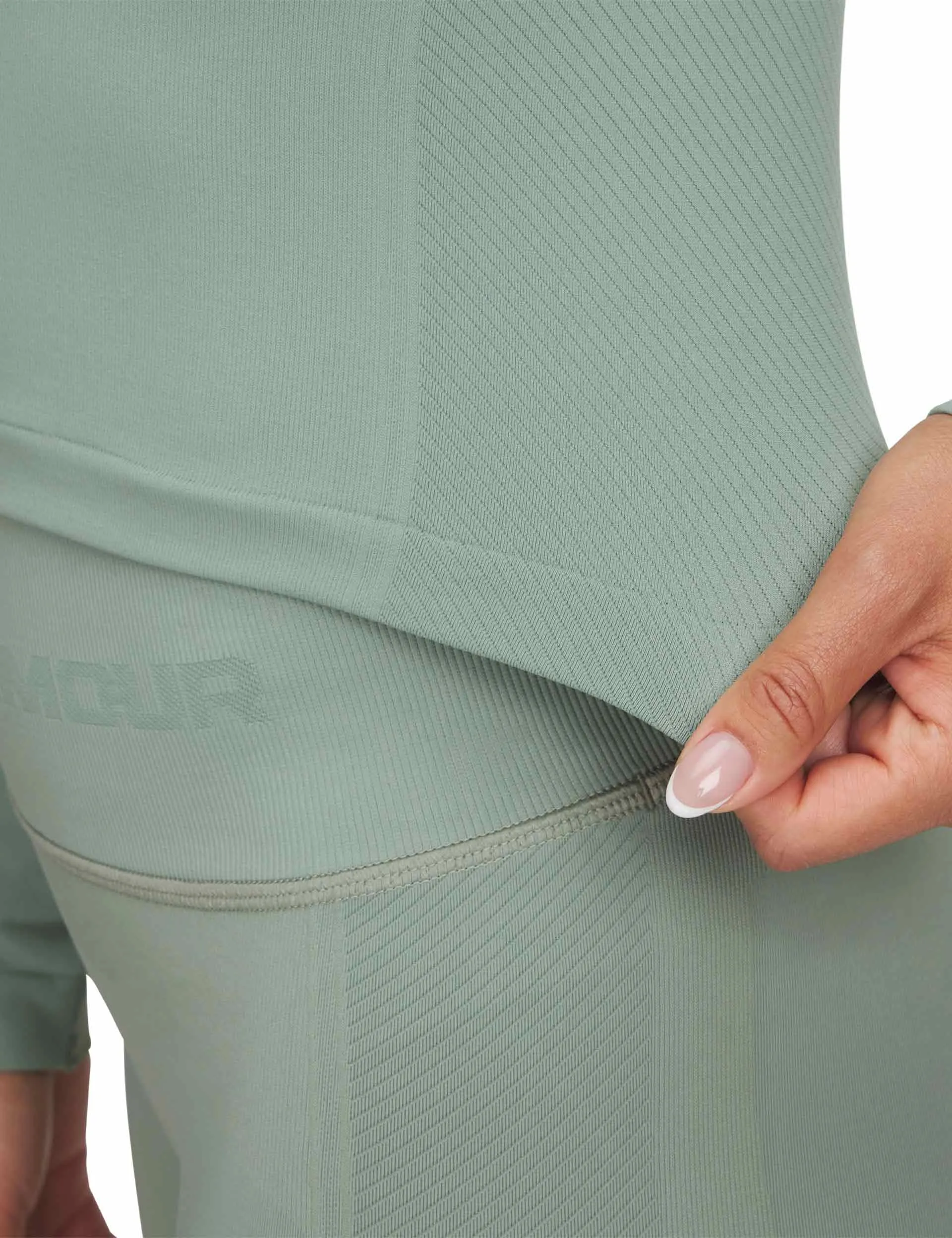 Train Seamless Long Sleeve - Silica Green/White