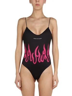 Vision Of Super Flame Print One-Piece Swimsuit