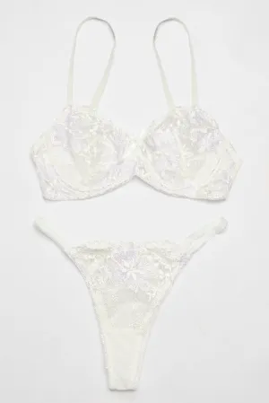 White Embroidered Lingerie Set