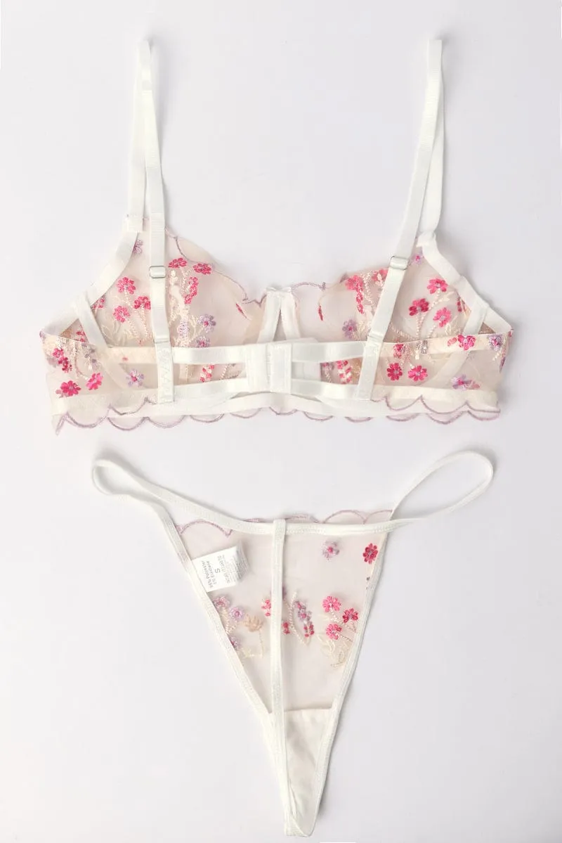 White Embroidery Lingerie Set