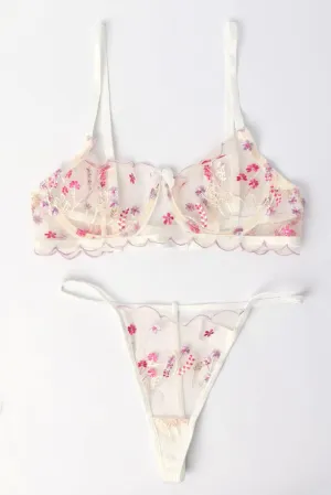 White Embroidery Lingerie Set